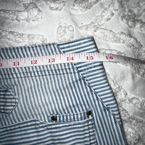 Anthropologie Pilcro Cropped Utility Jeans Railroad Striped Pants Size 28 - Picture 11 of 11